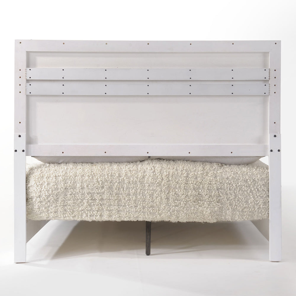 Gloss Naima II Eastern King Bed White High Gloss – Modern Wood Panel Style