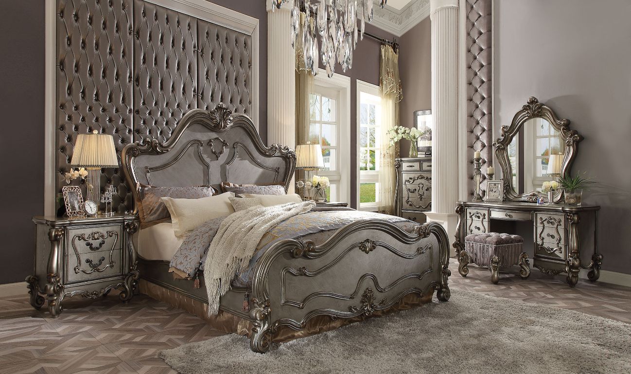Versailles Queen Bed, Antique Platinum