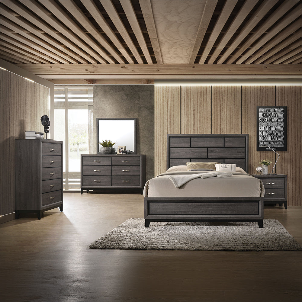 Mara Valdemar Eastern King Weathered Gray Wood Storage Bed – Space-Saving Contemporary Bed with Industrial Style