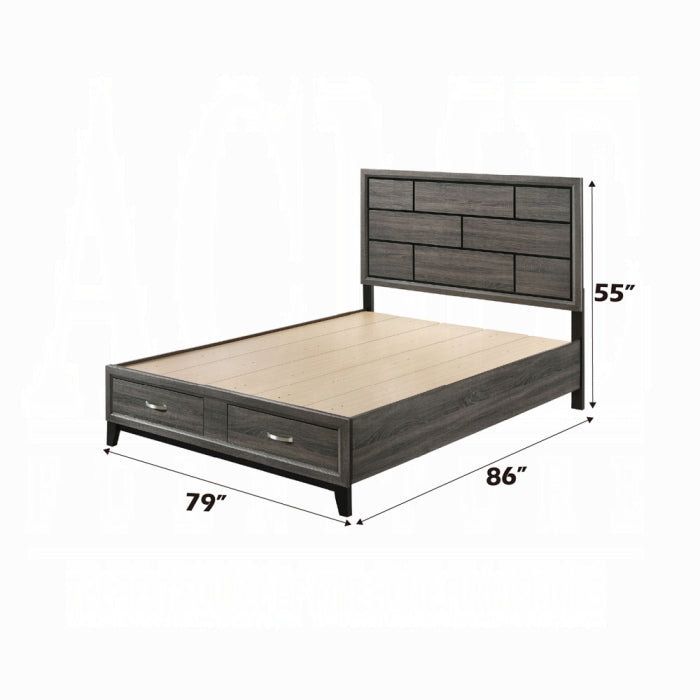 Valdemar Eastern King Bed w/Storage, Weathered Gray