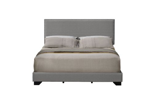 Leandros Queen Bed, Light Grey Fabric