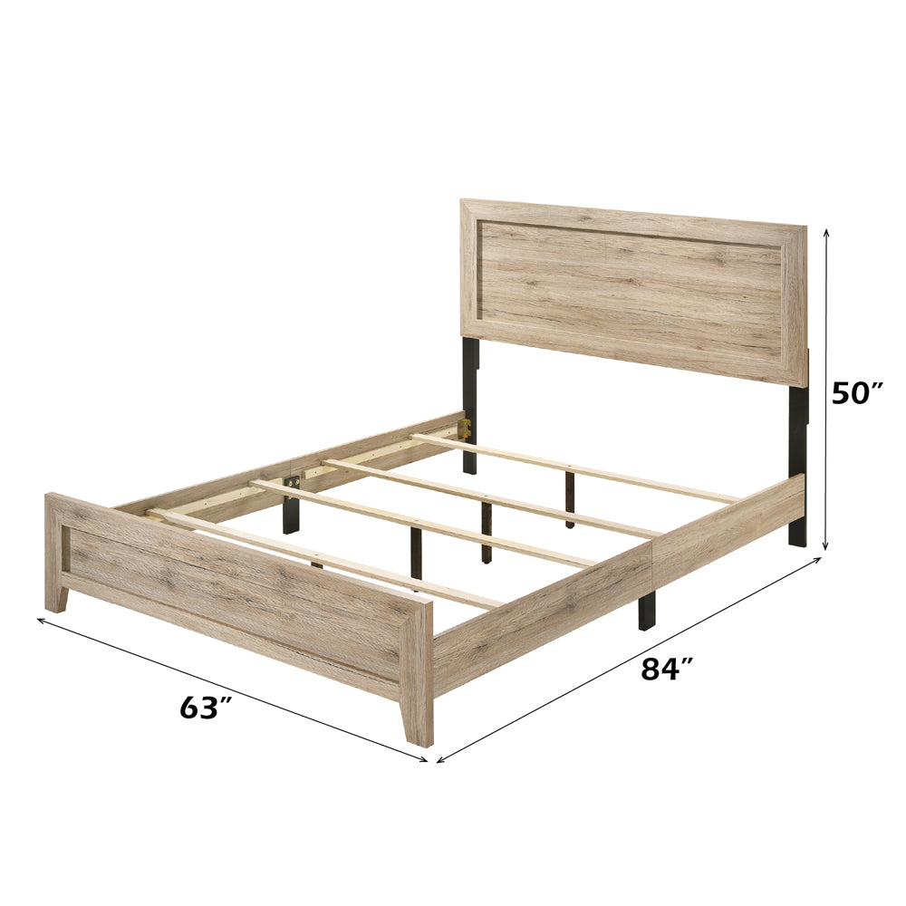 Bayport Miquell Queen Panel Bed Natural – Rustic Farmhouse Wooden Frame for Cozy Bedrooms