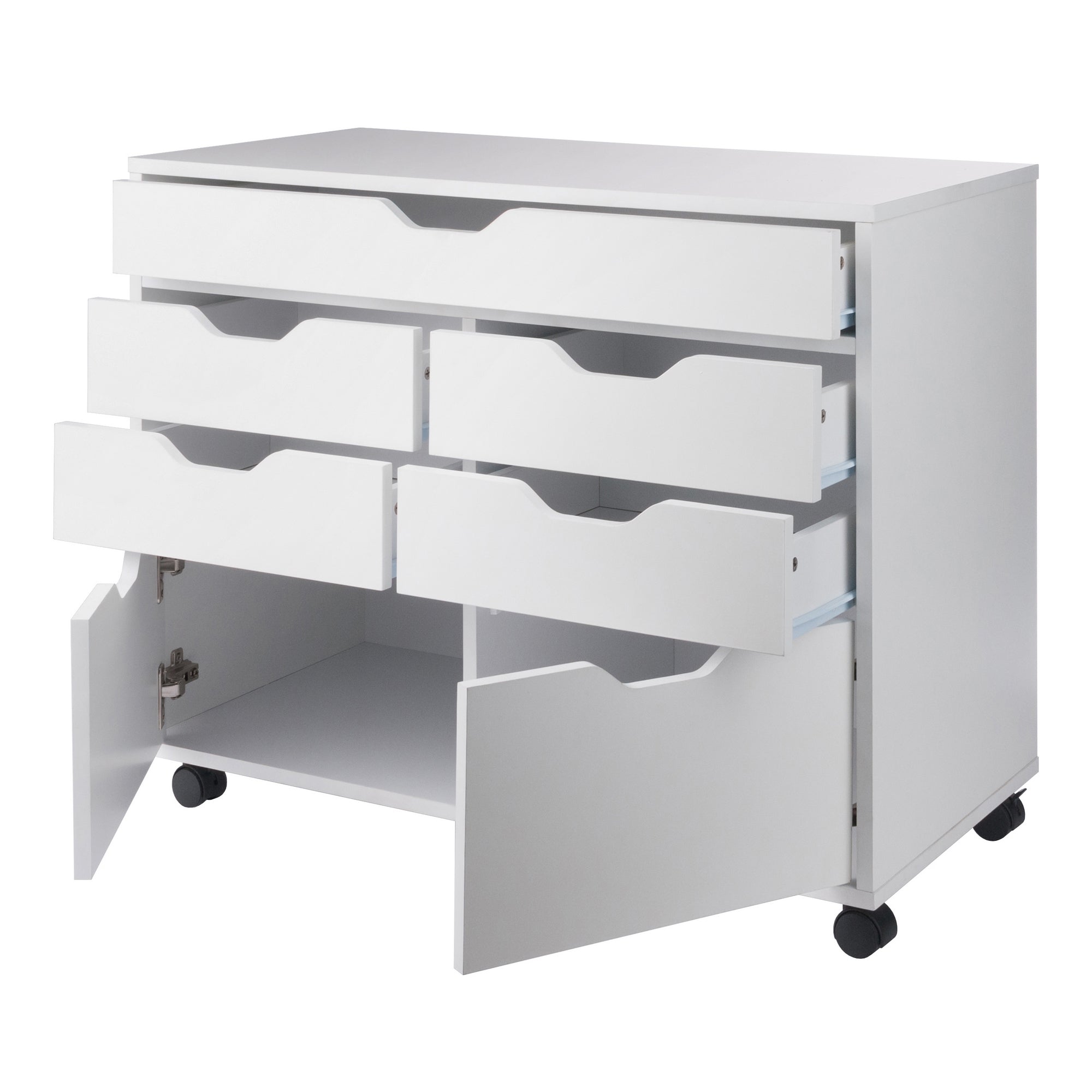 Halifax 5-Drawer Mulit-Storage Mobile Cabinet, White