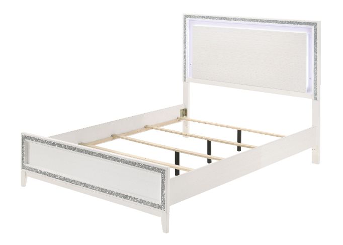 Haiden Eastern King Bed w/LED, LED & White Finish