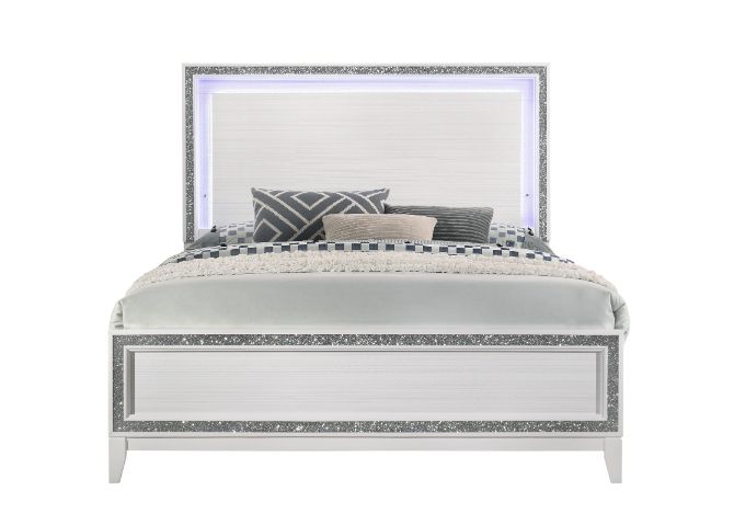 Haiden Queen Bed w/LED & White Finish