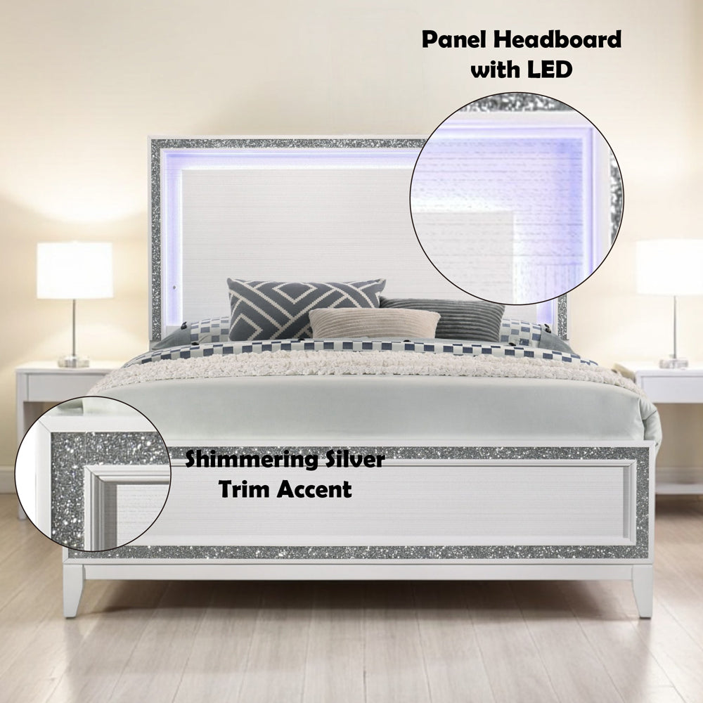 Haiden Queen Bed w/LED & White Finish