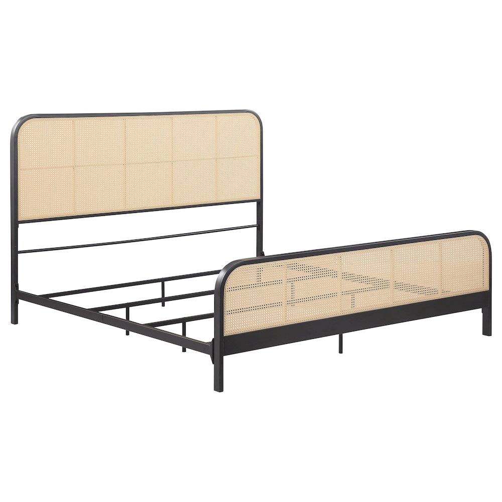 Napa Lanewood Eastern King Black Metal Cane Bed – Boho Modern Style