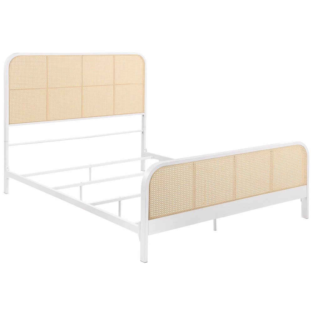 Amherst Radio Weave Rattan Metal Queen Bed White