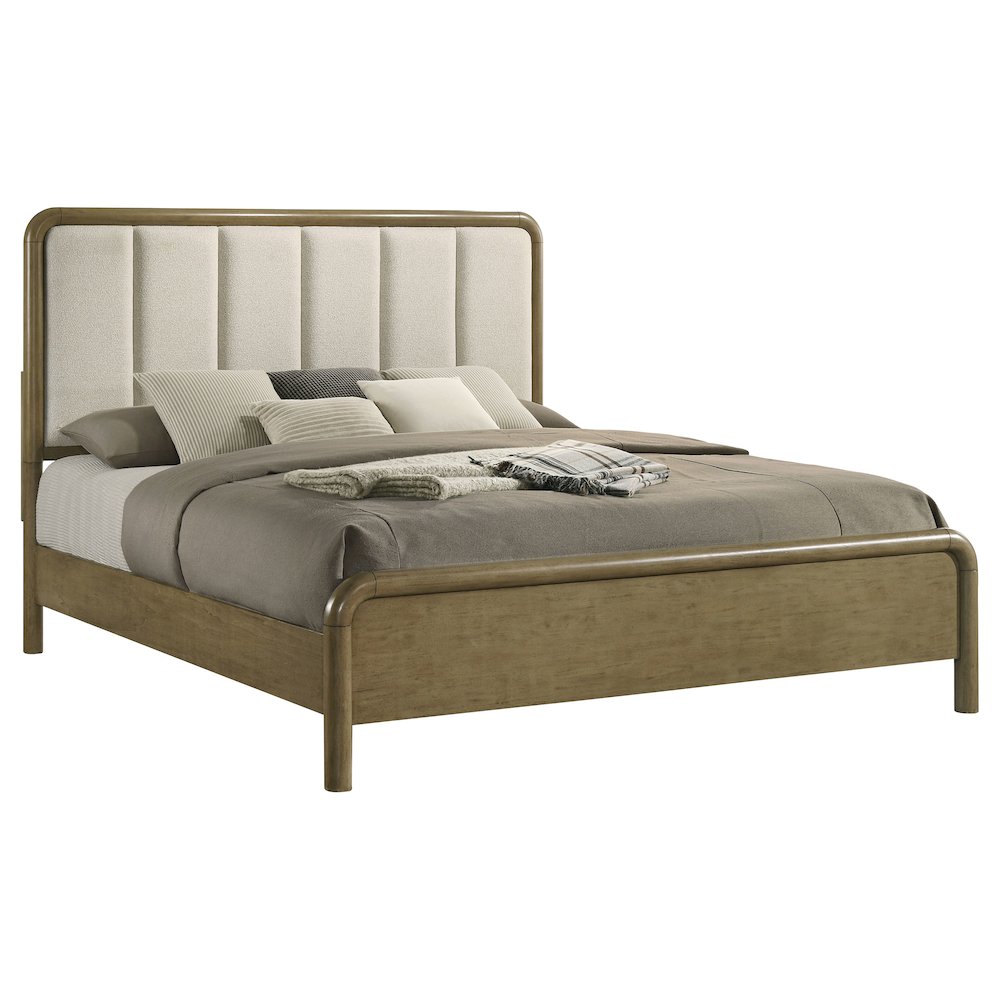 Amsbury 56-inch Upholstered Eastern King Bed Nutmeg