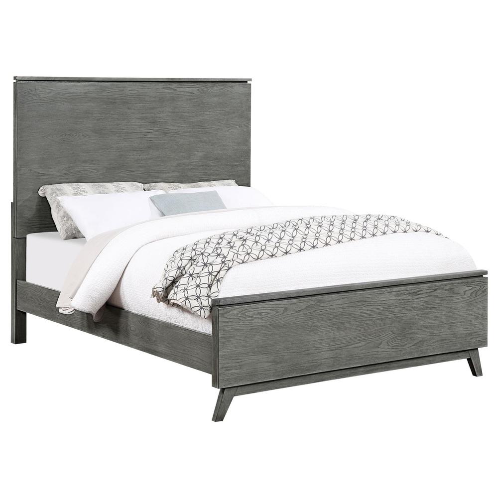 Nathan High Headboard California King Panel Bed Grey