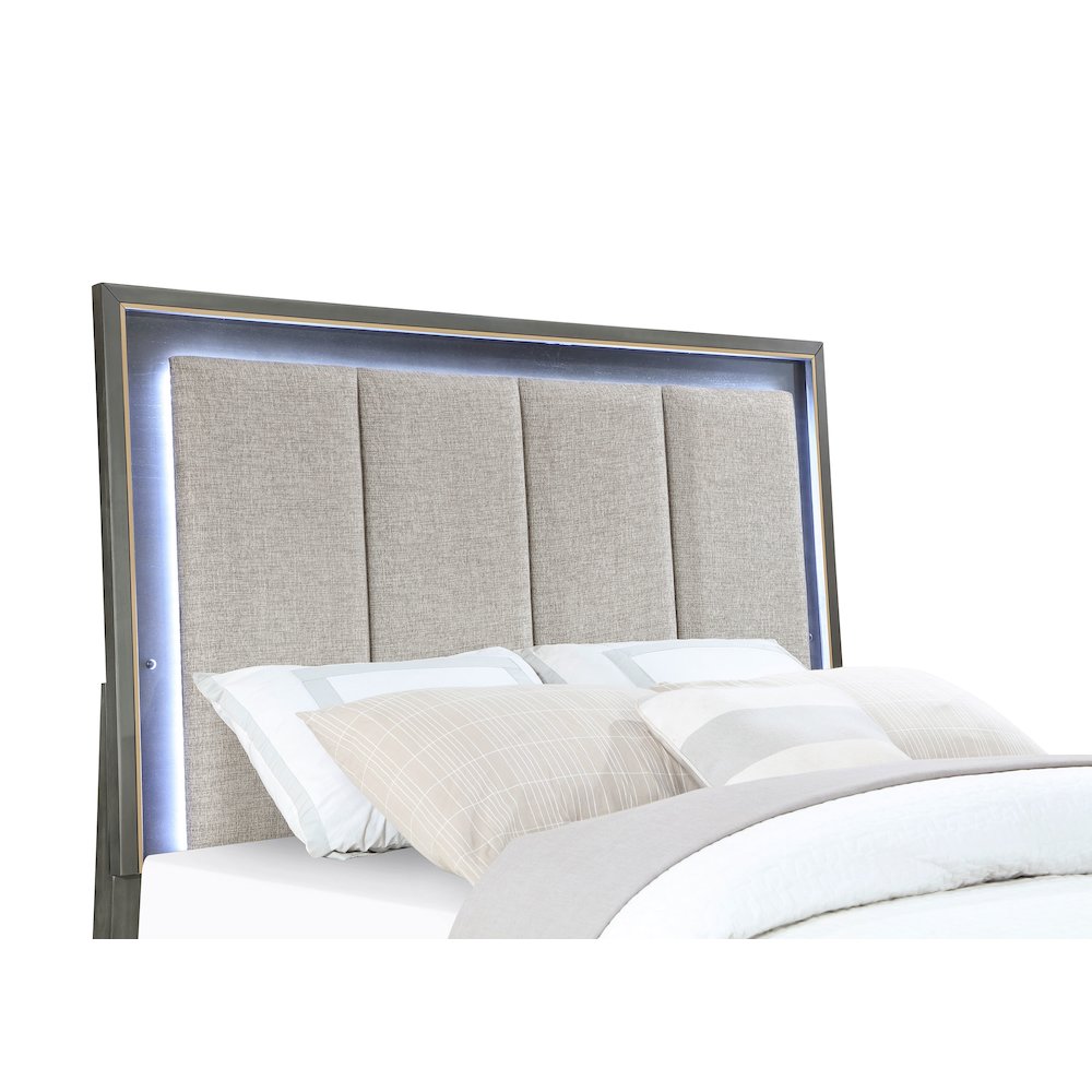 Kieran Wood Eastern King LED Panel Bed Grey