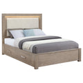 Dresden Kenora Queen Barley Brown Wood Storage Bed – Modern LED Headboard with 4 Drawers