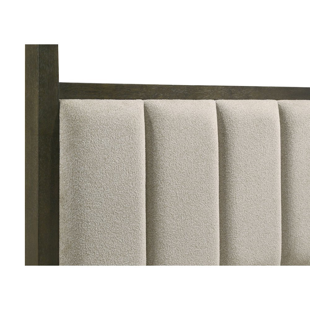 Marieke Gran Park California King Dark Cocoa Ash Veneer Canopy Bed – Transitional Four Poster with Vertical Channel Headboard