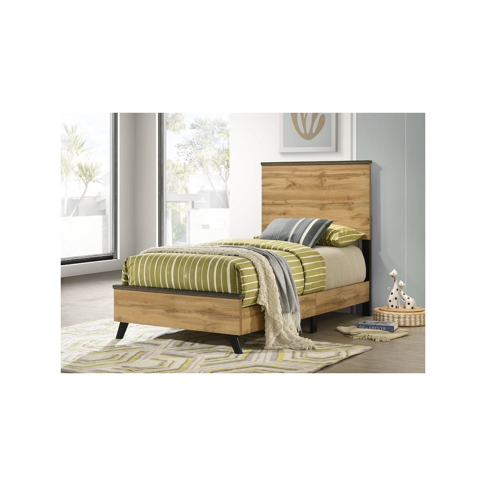 Cinzia Kaywood Twin Natural Pine Wood Panel Bed – Modern Minimalist Design with Easy Maintenance