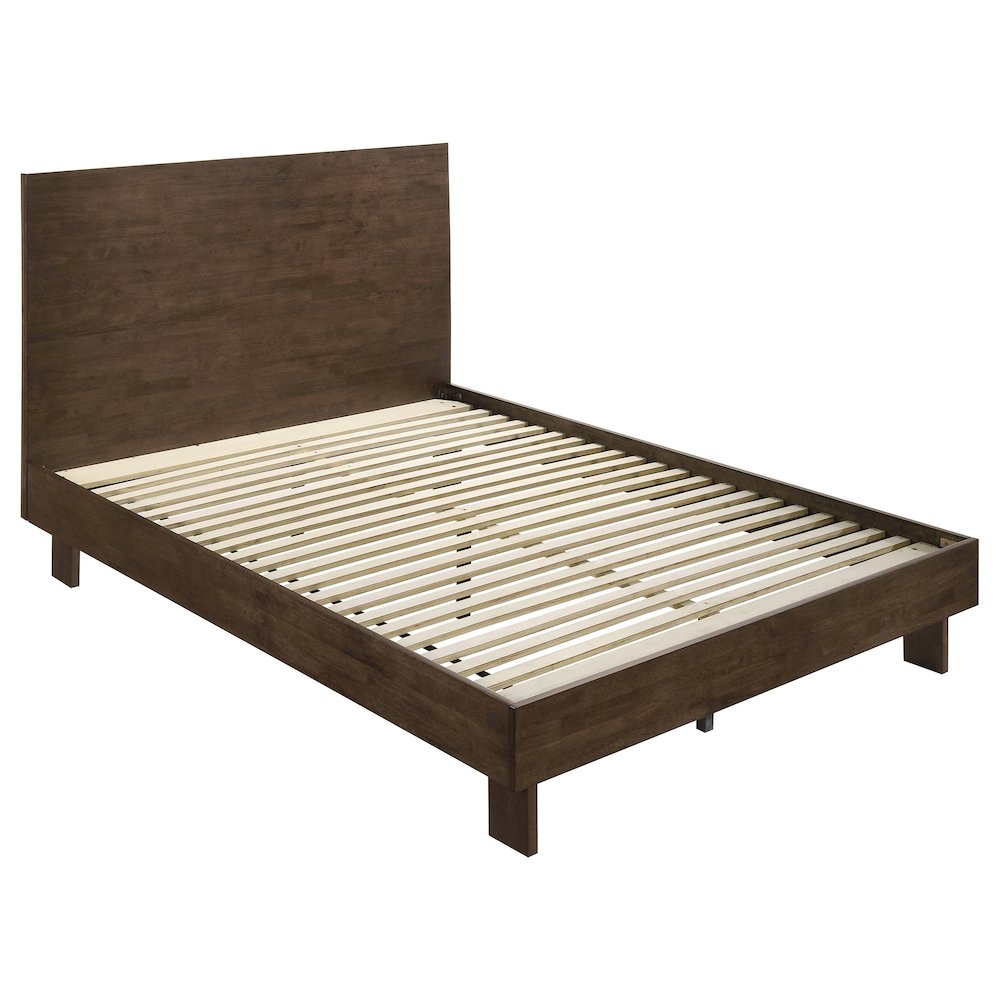 Wilson Glenwood Queen Warm Brown Solid Wood Platform Panel Bed  Modern 48-Inch Headboard