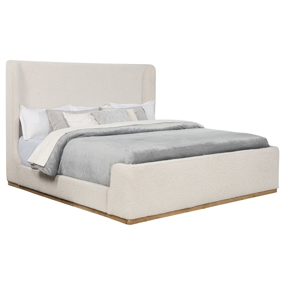 Jofer Nala Eastern King Cream Upholstered Platform Bed – Sleigh Style Modern Farmhouse