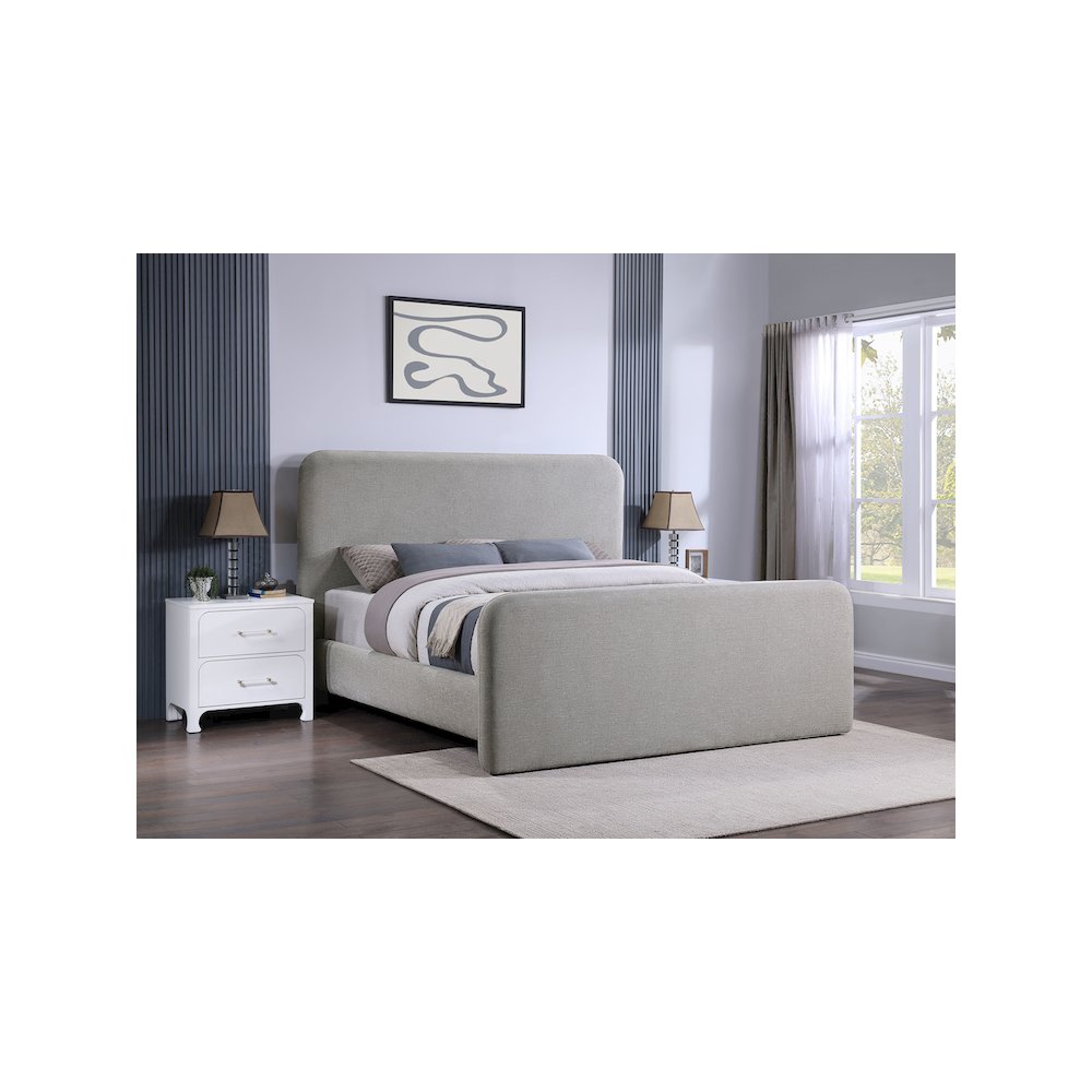 Holder Coaster Wren Queen Grey Upholstered Panel Bed – Contemporary Bedroom Furniture with Padded Rails