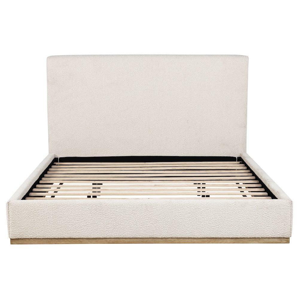 Rock Knox Eastern King Cream Fabric Platform Bed  Modern Upholstered Padded Headboard Design