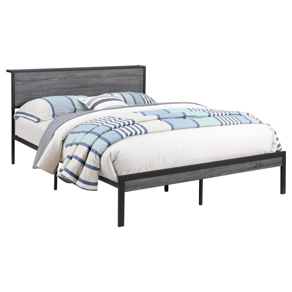 Ricky Full Platform Bed Light Oak and Black