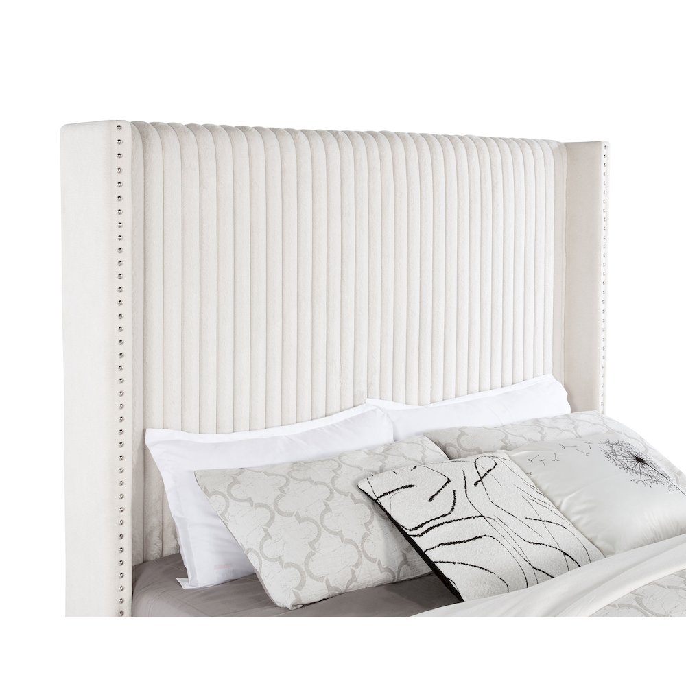 Niks Natasha Collection Queen Cream Fabric Wingback Bed – Modern  Upholstered Headboard