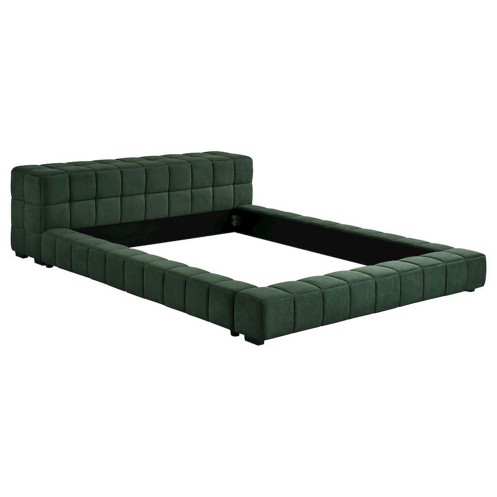 Mice Trinity Full Spruce Fabric Platform Bed Frame – Contemporary Tufted Design
