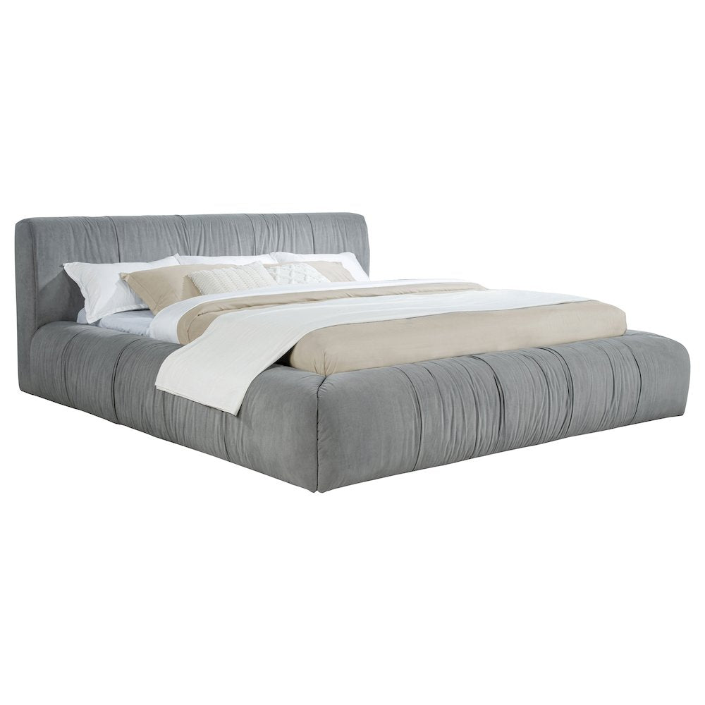 Darrin Wilshire Eastern King Grey Fabric Platform Bed  Contemporary Upholstered Bedroom Furniture