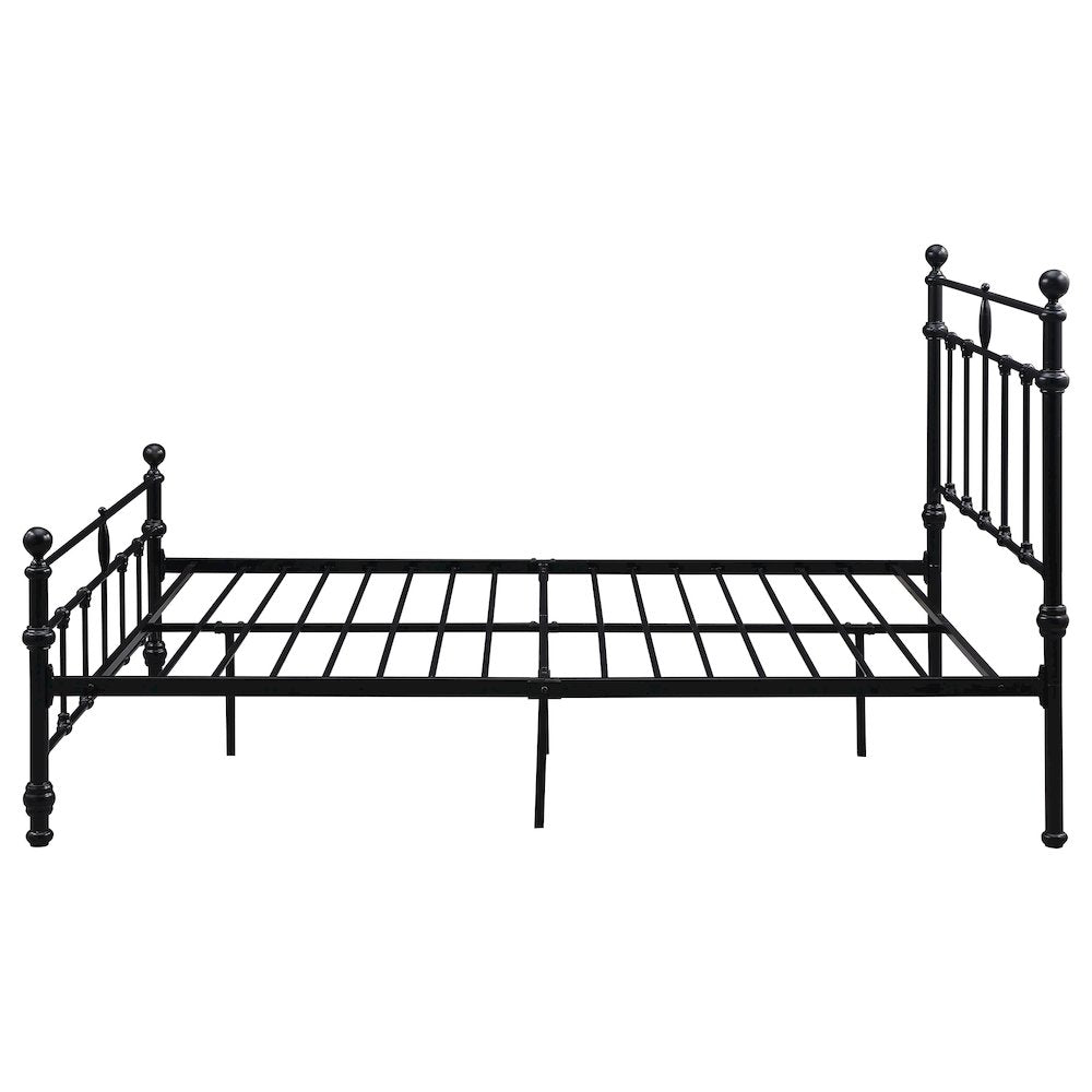 Lavande Novak 48-Inch Full Matte Black Metal Platform Bed – Industrial Open Frame with Intricate Detailing