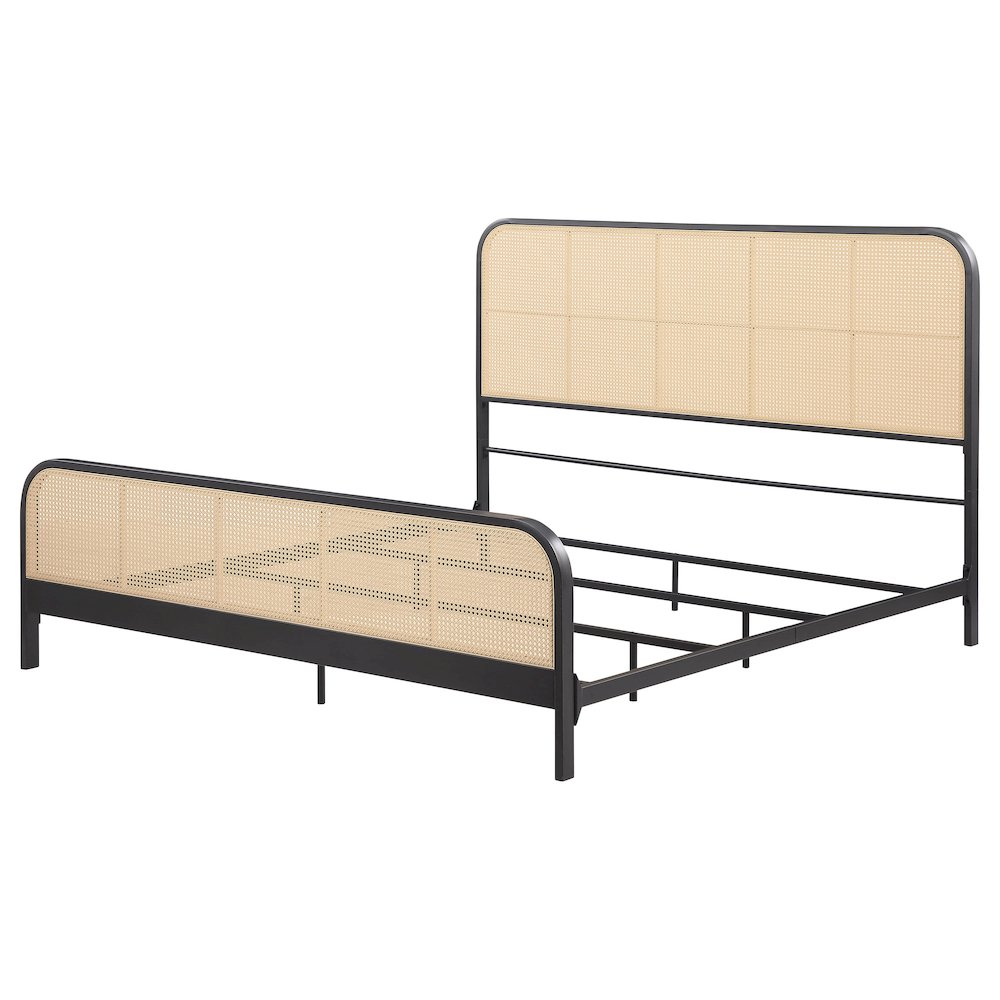 Napa Lanewood Eastern King Black Metal Cane Bed – Boho Modern Style