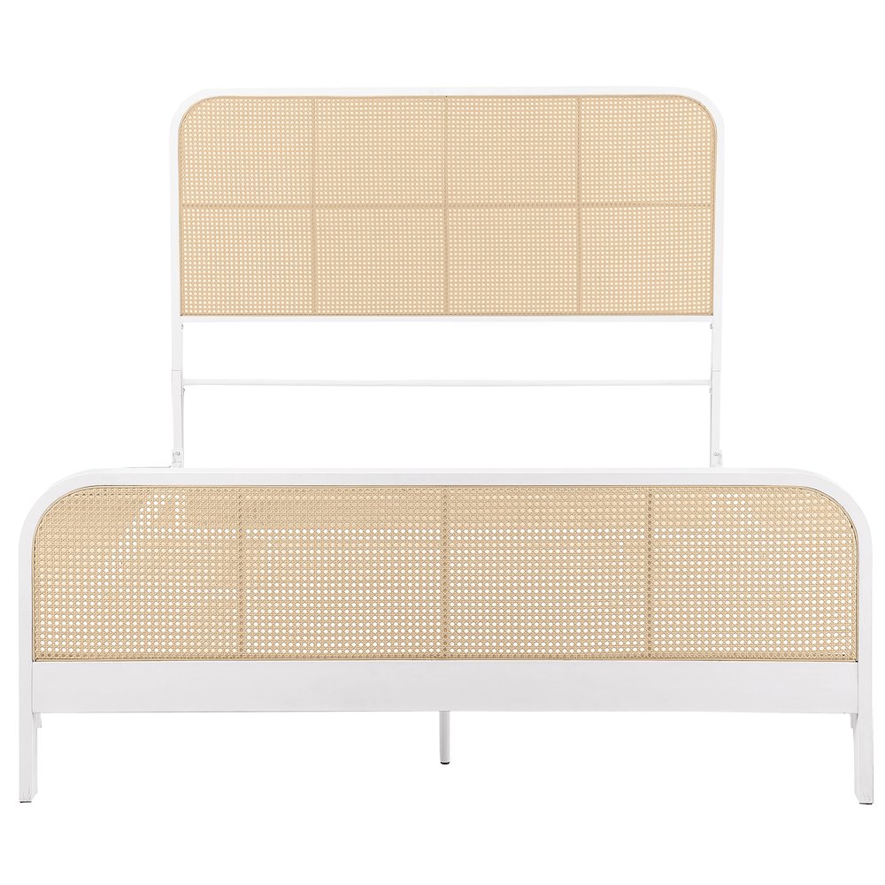 Lanewood Open Cane Webbing Metal Queen Bed White