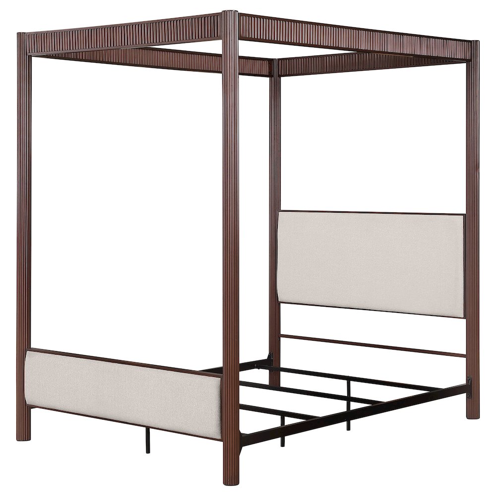 Layan Zimmerlee Eastern King Metal Canopy Bed in Rust Brown Minimalist Industrial Frame