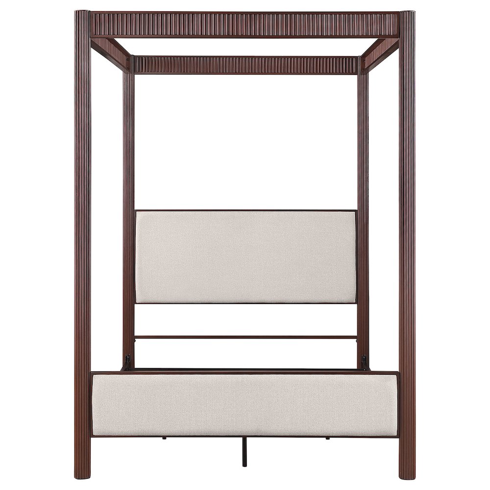 Layan Zimmerlee Eastern King Metal Canopy Bed in Rust Brown – Minimalist Industrial Frame
