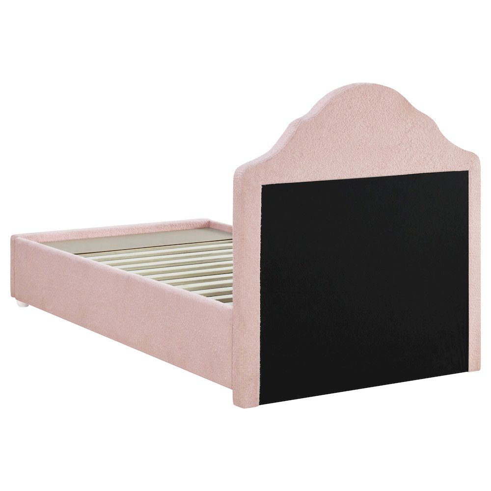 Chotu Ashleigh Twin Pink Bouclé Storage Platform Bed – Vintage Upholstered with Button-Tufting & Drawer