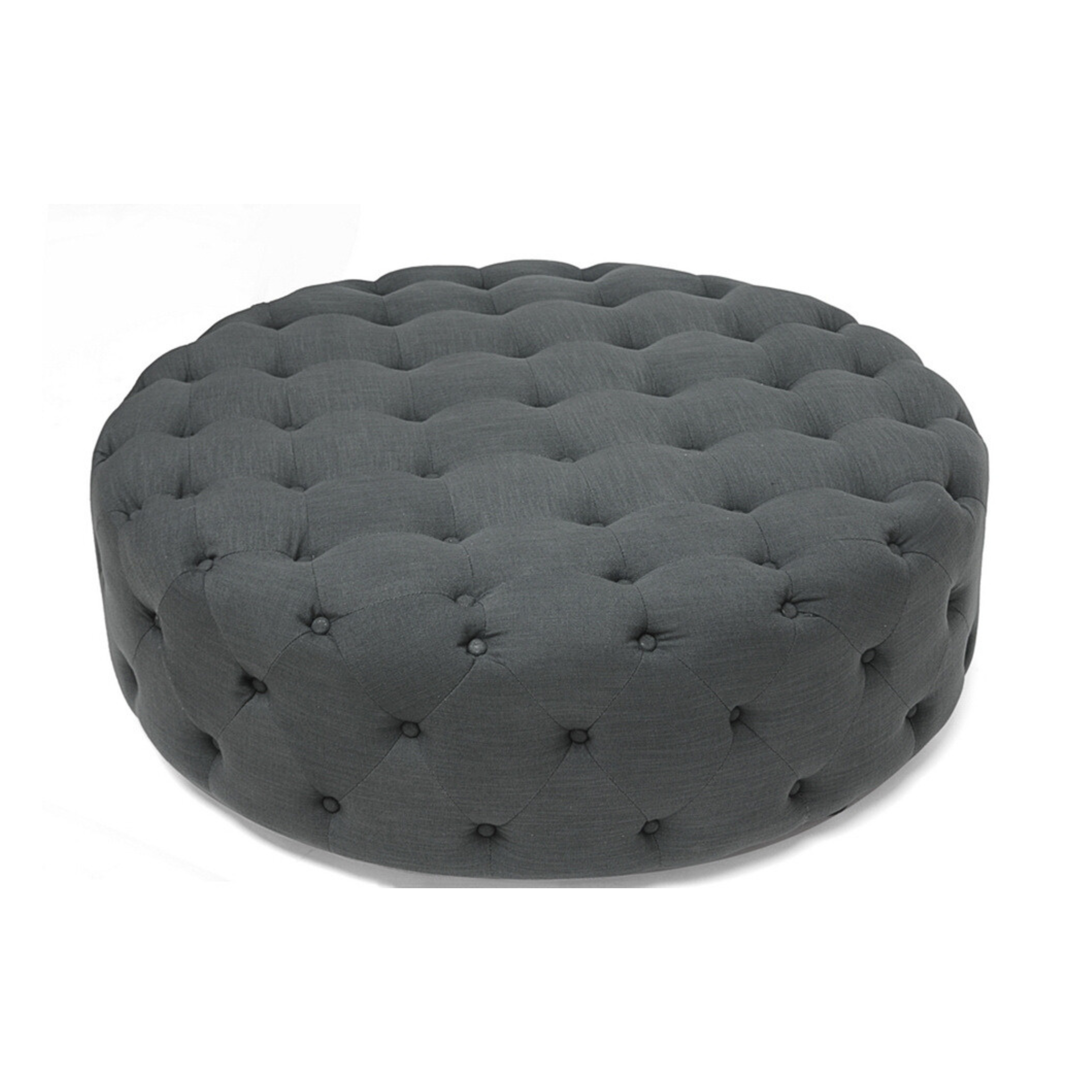 Cardiff Dark Gray Linen Modern Tufted Ottoman