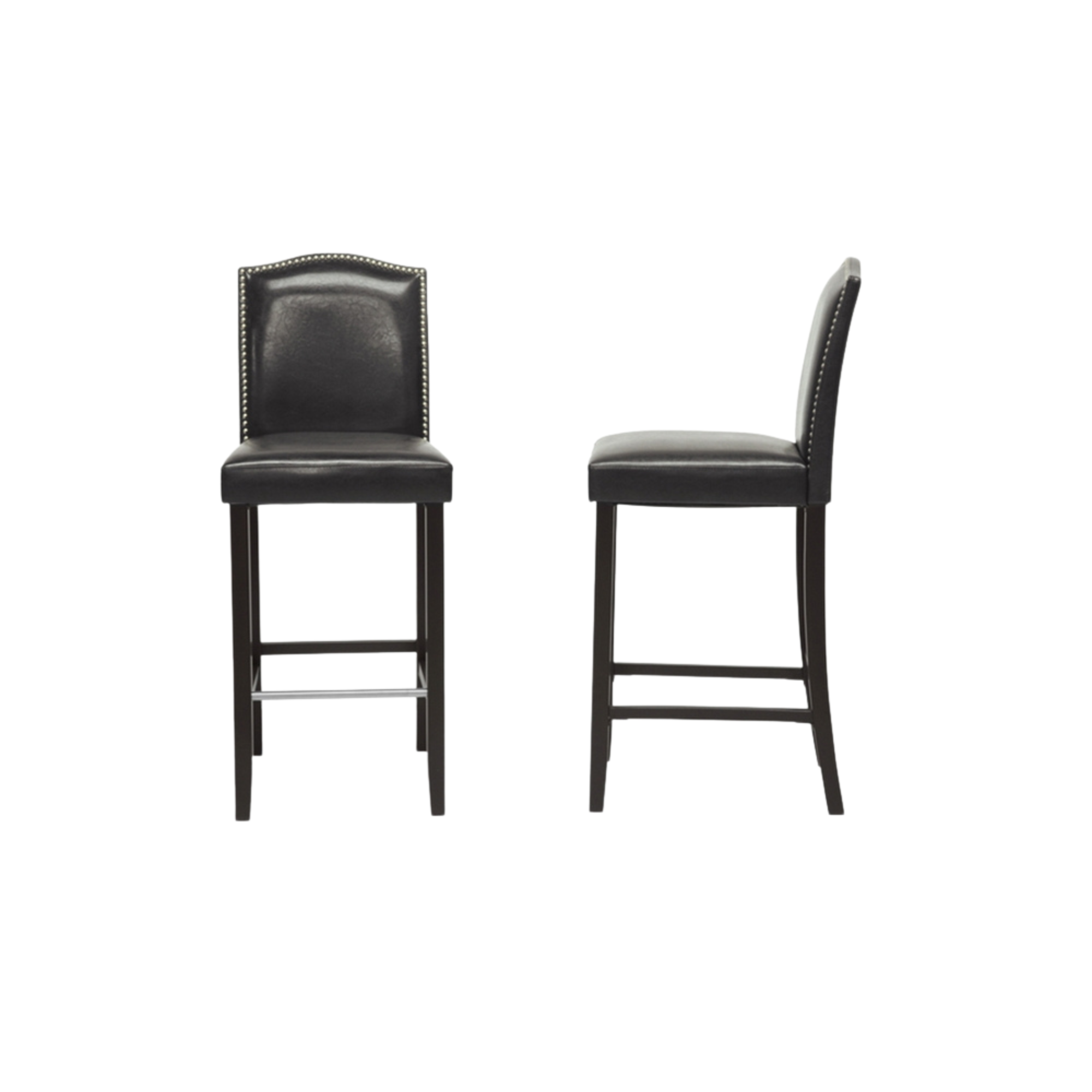 Libra Black Modern Bar Stool with Nail Head Trim (Set of 2)