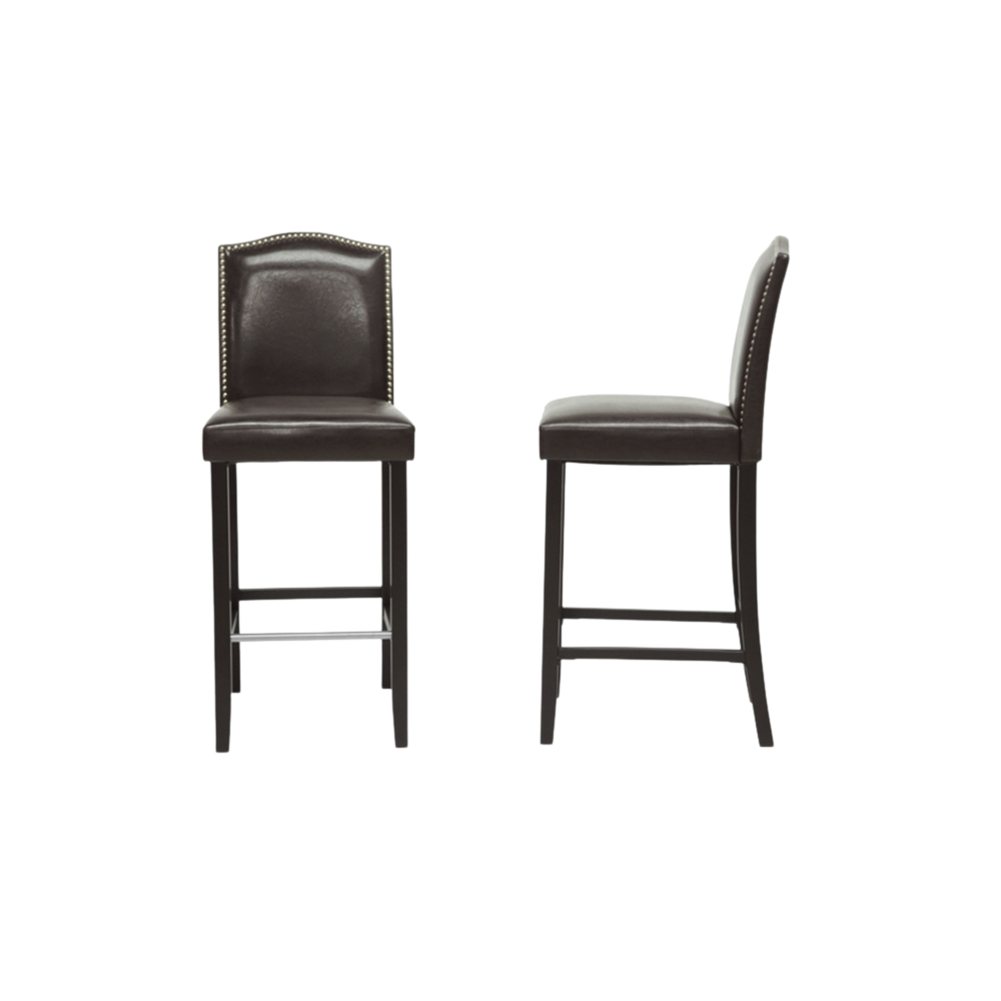 Libra Dark Brown Modern Bar Stool with Nail Head Trim (Set of 2)