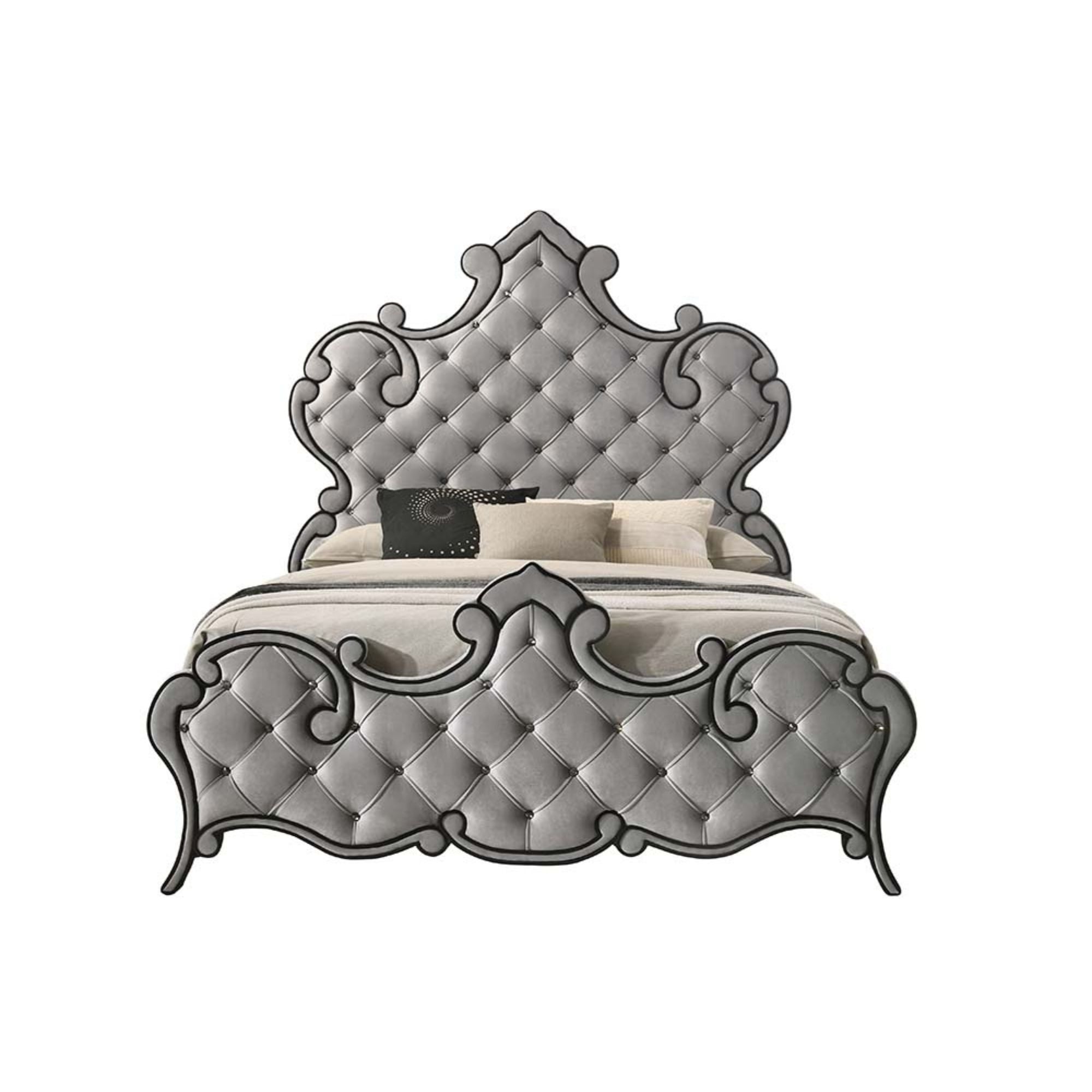 Perine Queen Bed, Gray Velvet