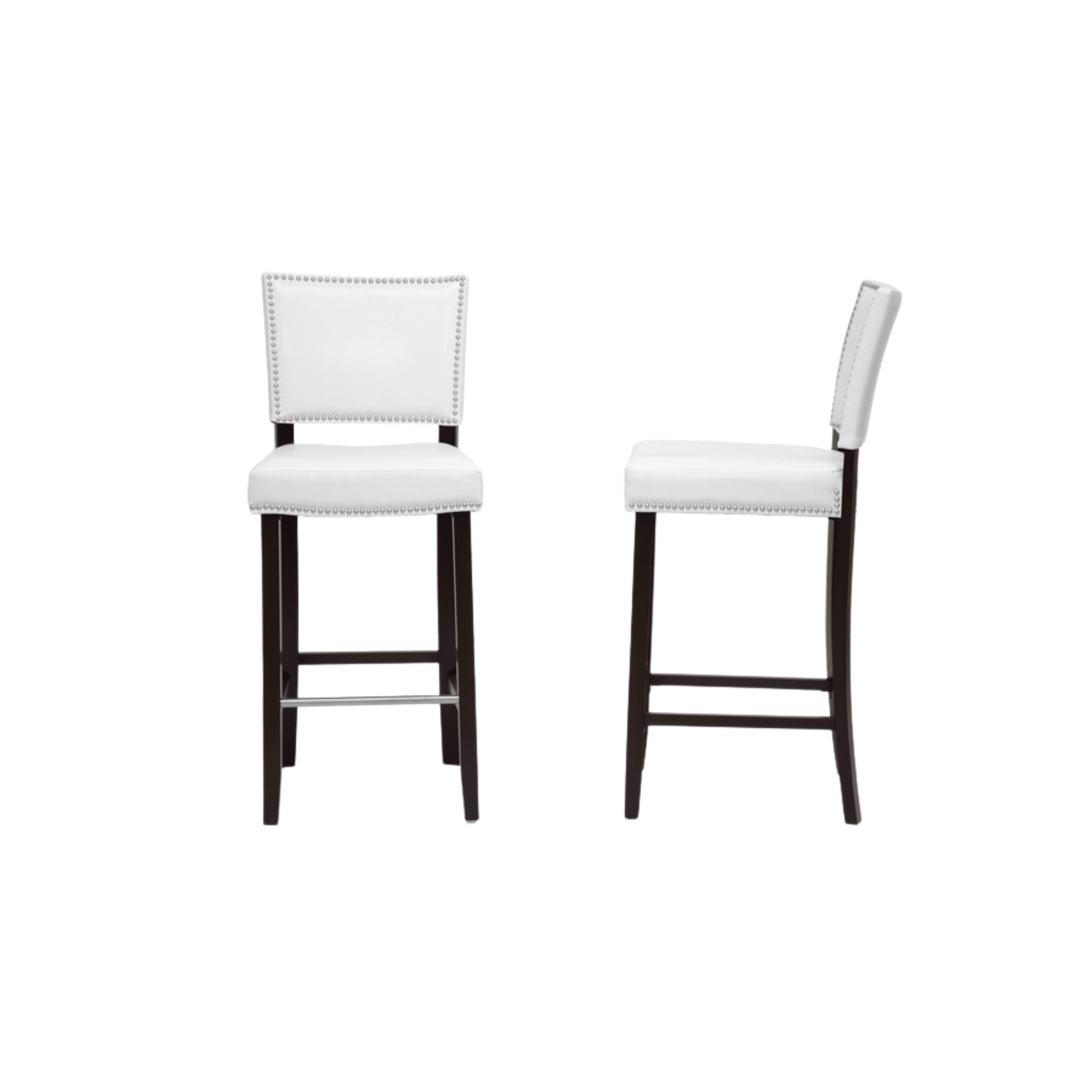 Aries White Modern Bar Stool with Nail Head Trim (Set of 2)