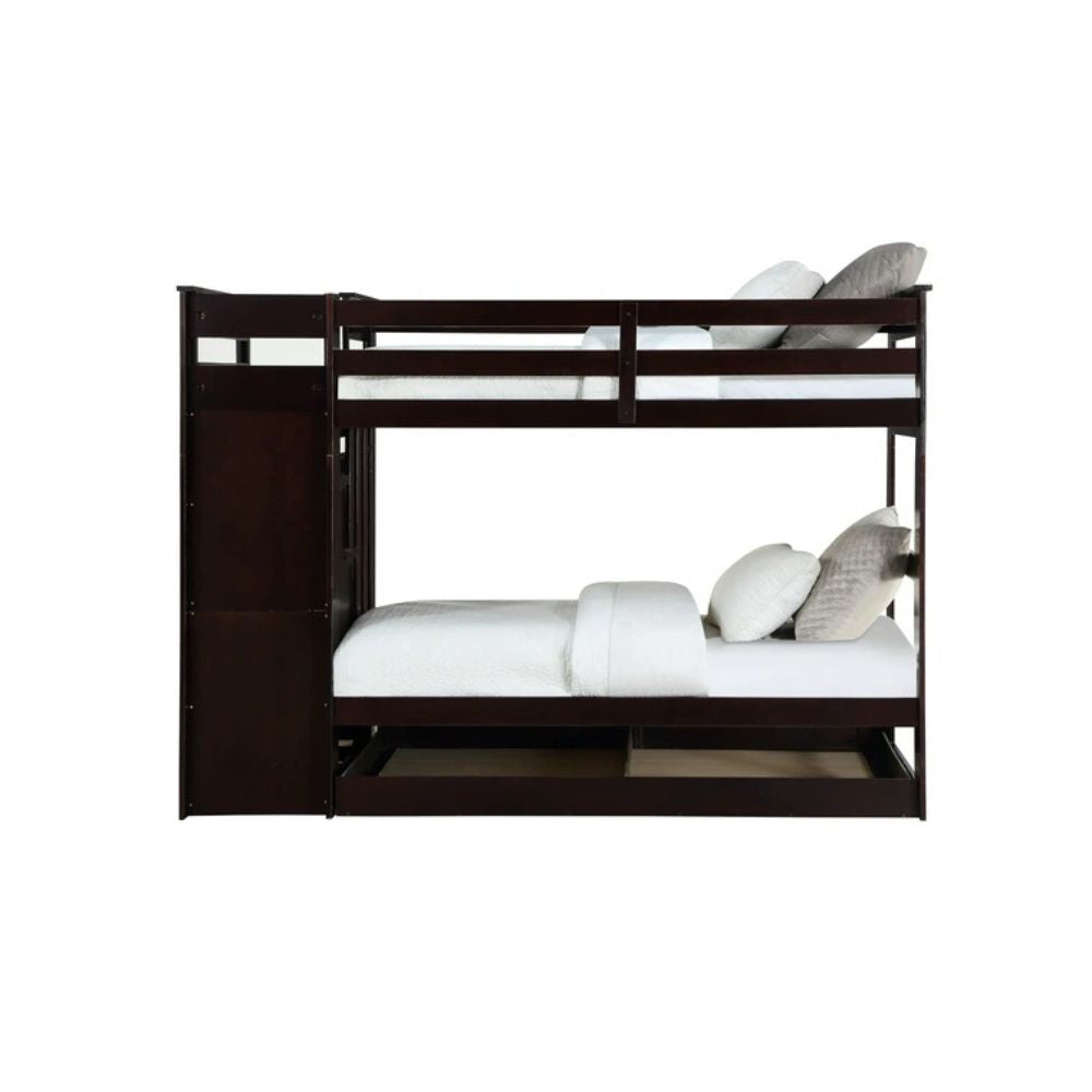 Egan Allentown Twin/Twin White Wood Bunk Bed  Transitional Style with Trundle & Storage Drawers