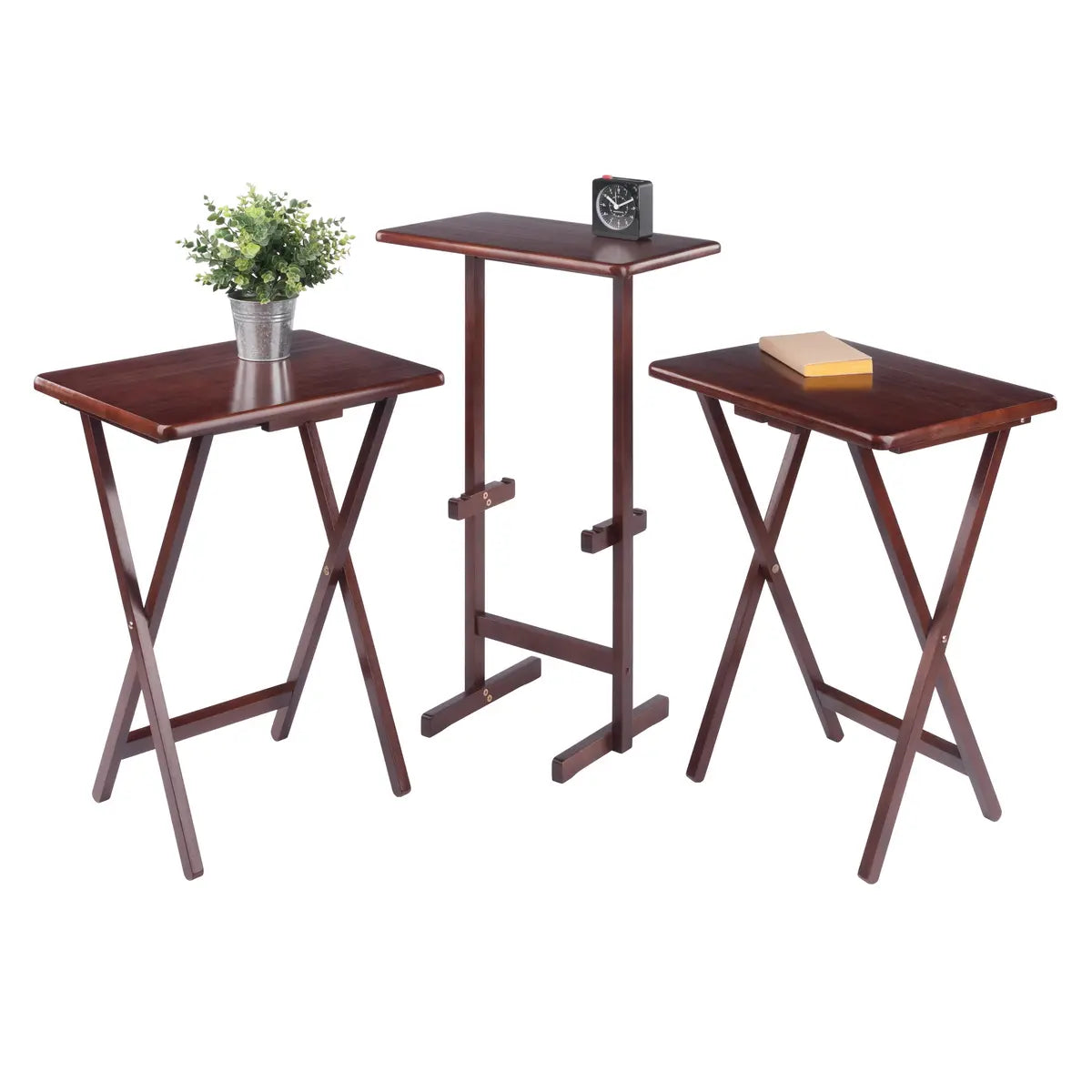 Riley 3-Pc Set Snack Table, Walnut Finish