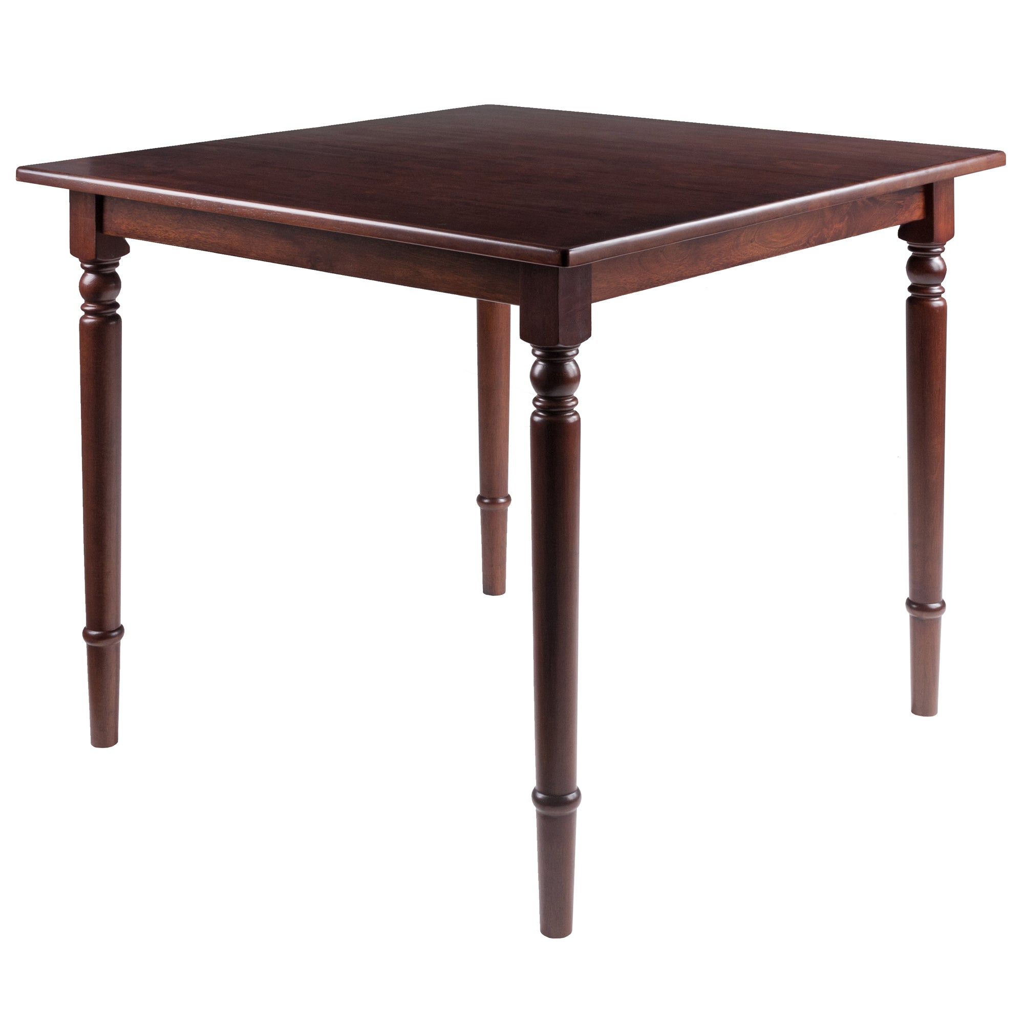 Sasha Square Dining Table with Elegantly Turned Legs in Brown Finish, 29.83" H X 35.68" W X 35.68" D