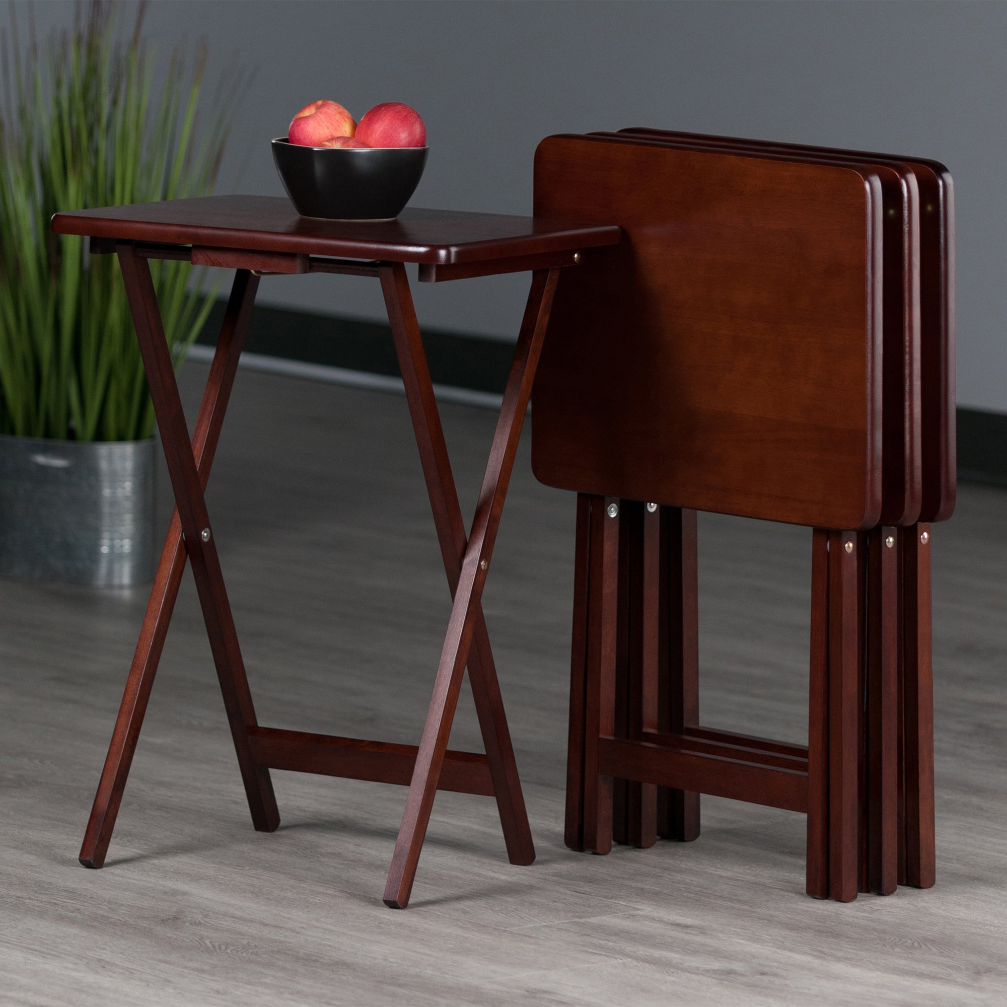 Alex 4-Pc Snack Tables, Walnut