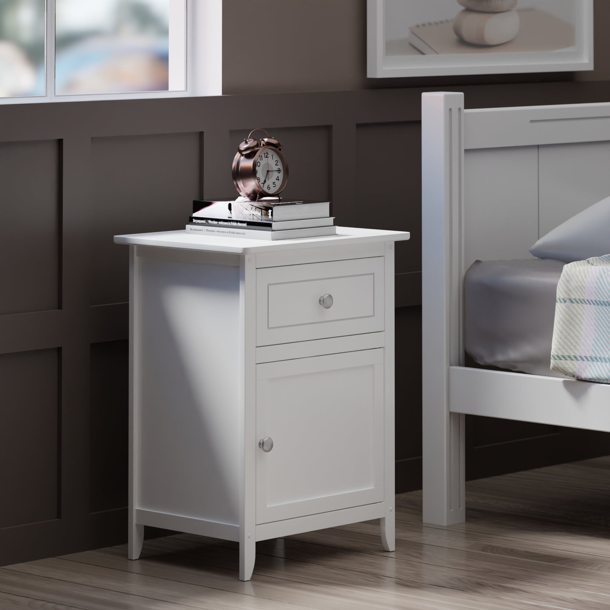 Eugene Accent Table, Nightstand, White