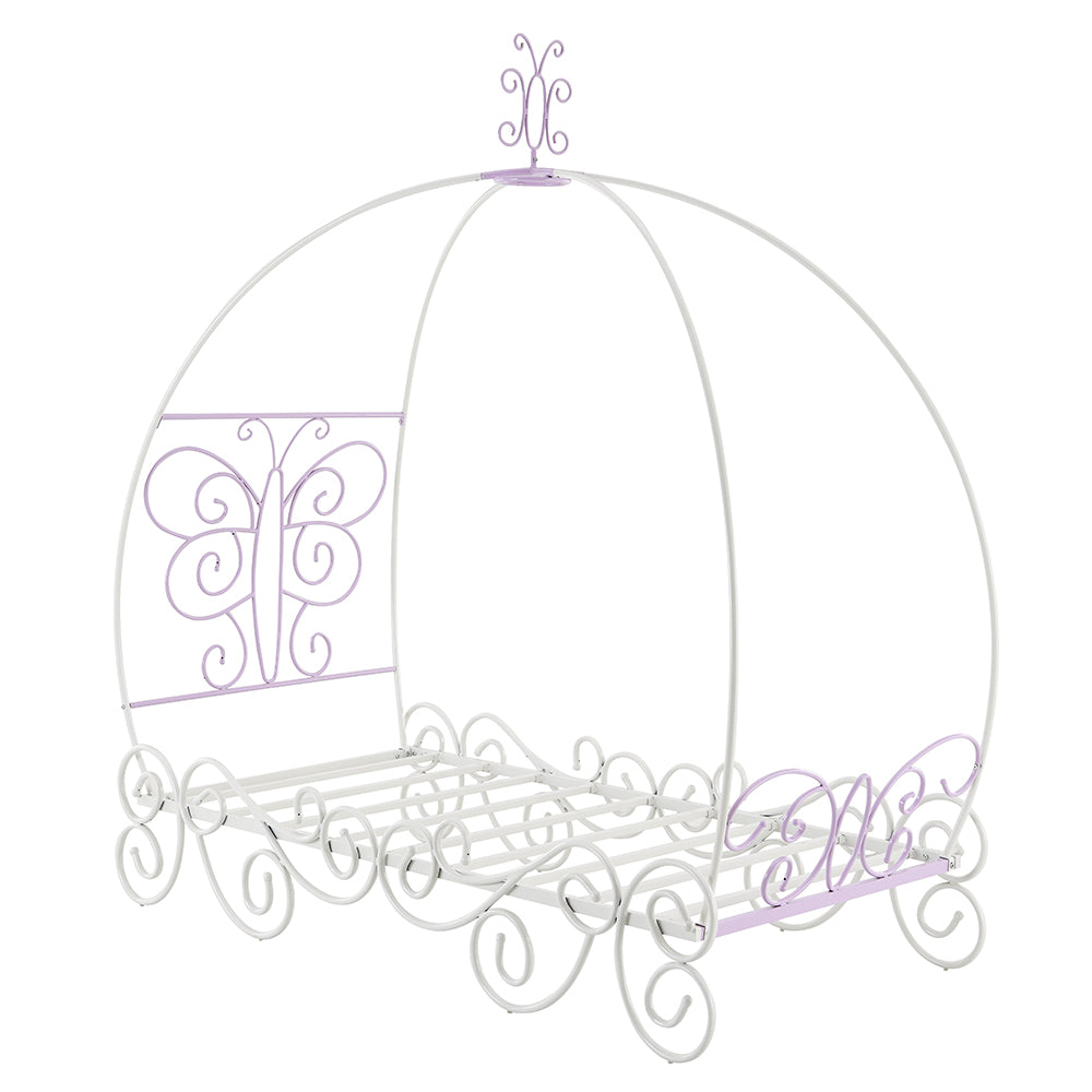 Priya II Full Bed w/Canopy, White & Light Purple