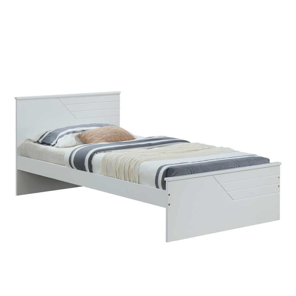 Parity Ragna Twin Bed in White Wood  Compact Style for Kids or Guest