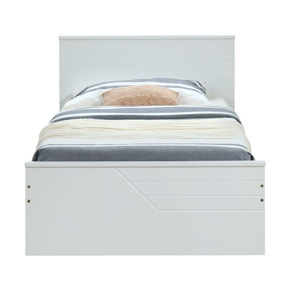 Parity Ragna Twin Bed in White Wood  Compact Style for Kids or Guest