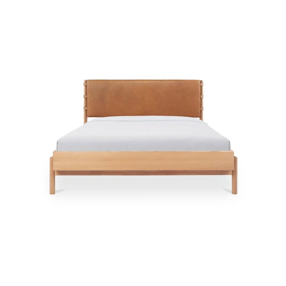 Idra  Colby Collection King Fabric Bed – Low Profile Modern Frame with Padded Headboard