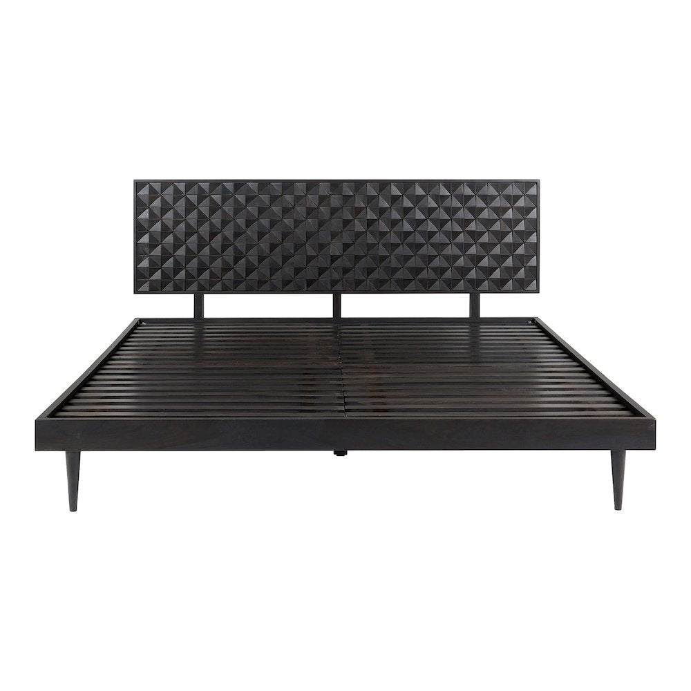 Cascadia Pablo King Black Wood Bed  Modern Platform Design with Low Profile
