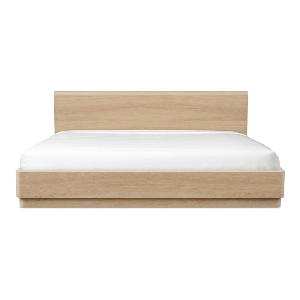 Jaelyn Round Off King Bed Light Oak Brown Solid Wood – Sleek Platform Style with Curved Edges