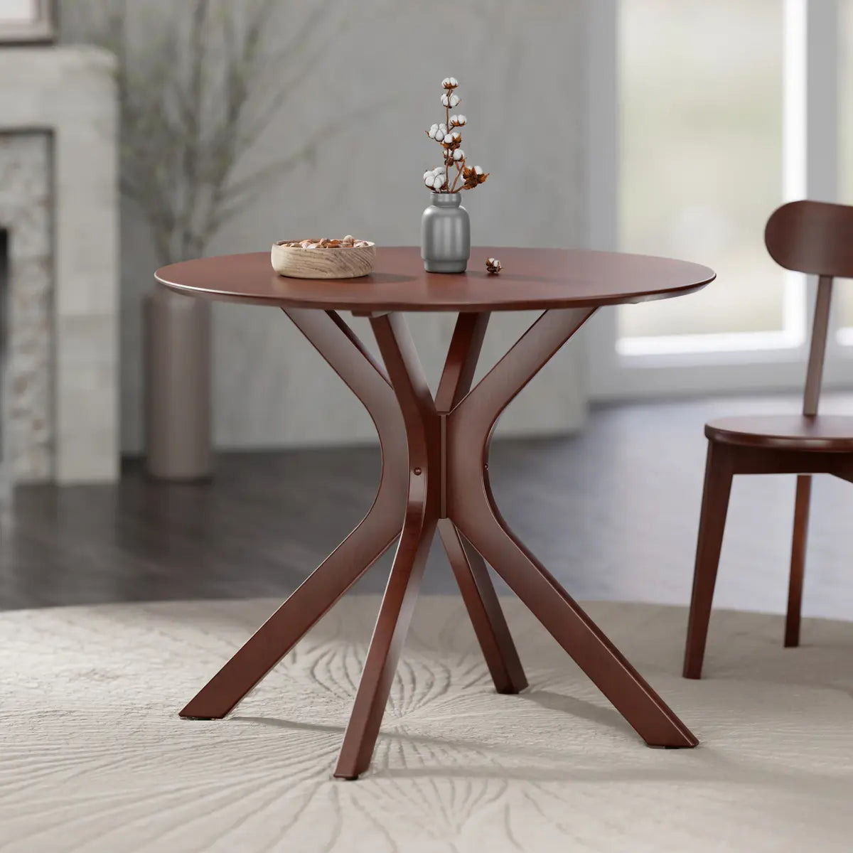 Lexa Dining Table with Splayed Legs, Walnut Finish
