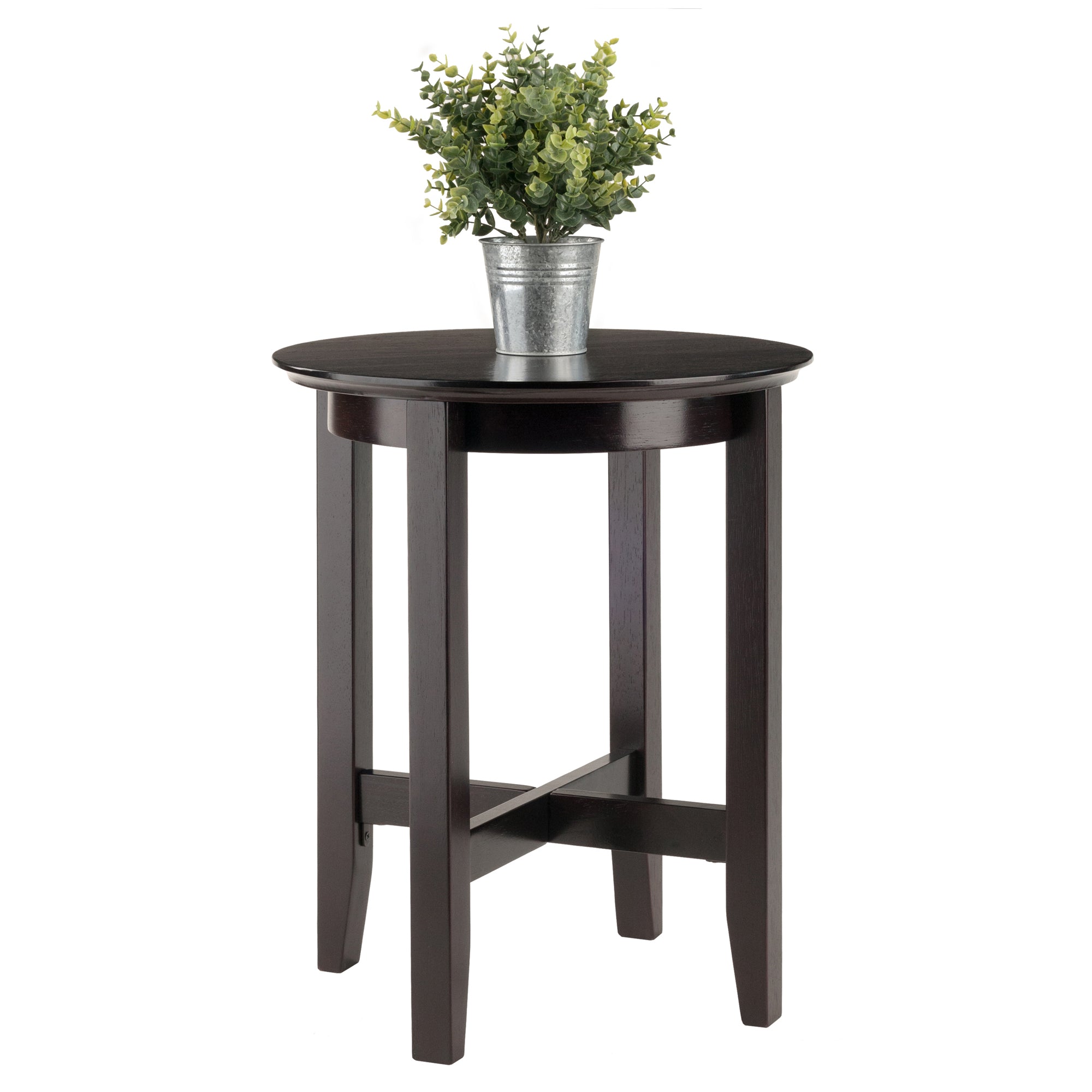 Toby Round Accent End Table, in Espresso